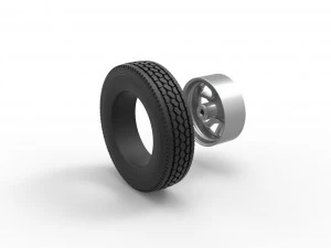Front custom wheel of semi truck Version 18 Scale 1 to 25 3D Print Model