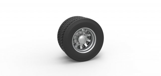 Rear custom wheel of semi truck Version 18 Scale 1 to 25 Modèles 3D en vedette .c4d .max .obj .3ds .fbx .stl .blend 