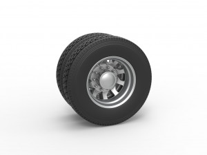 Rear custom wheel of semi truck Version 18 Scale 1 to 25 Modelo de Impressão 3D