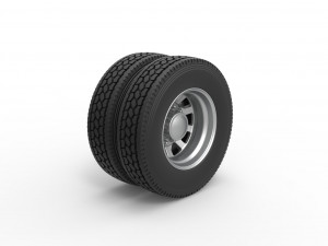 Rear custom wheel of semi truck Version 18 Scale 1 to 25 Modèles 3D en vedette