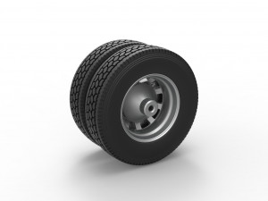 Rear custom wheel of semi truck Version 18 Scale 1 to 25 Modèles 3D en vedette