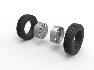 Rear custom wheel of semi truck Version 18 Scale 1 to 25 Modèles 3D en vedette