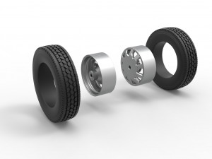 Rear custom wheel of semi truck Version 18 Scale 1 to 25 Modèles 3D en vedette