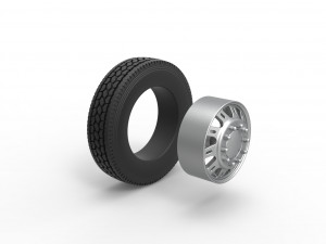 Front custom wheel of semi truck Version 19 Scale 1 to 25 Modèles 3D en vedette