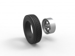 Front custom wheel of semi truck Version 19 Scale 1 to 25 Modèles 3D en vedette