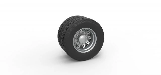 Rear custom wheel of semi truck Version 19 Scale 1 to 25 3D Print Model .c4d .max .obj .3ds .fbx .stl .blend 