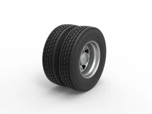 Rear custom wheel of semi truck Version 19 Scale 1 to 25 3D Print Model