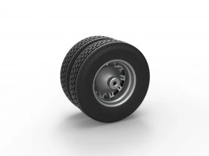 Rear custom wheel of semi truck Version 19 Scale 1 to 25 3D Print Model