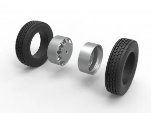 Rear custom wheel of semi truck Version 19 Scale 1 to 25 3D Print Model