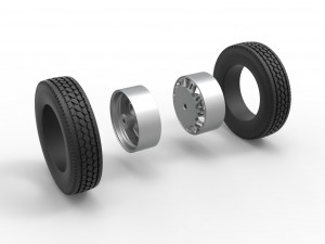 Rear custom wheel of semi truck Version 19 Scale 1 to 25 3D प्रिंट मॉडल