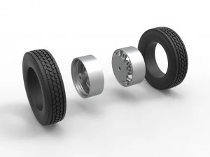 Rear custom wheel of semi truck Version 19 Scale 1 to 25 3D Print Model