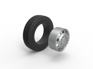 Front custom wheel of semi truck Version 20 Scale 1 to 25 3D 打印模型
