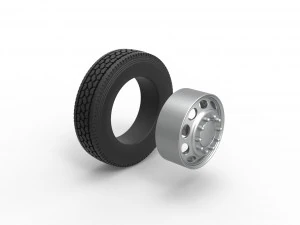Front custom wheel of semi truck Version 20 Scale 1 to 25 3D Print Model