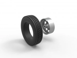 Front custom wheel of semi truck Version 20 Scale 1 to 25 3D Print Model