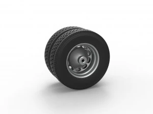 Rear custom wheel of semi truck Version 20 Scale 1 to 25 3D Print Model