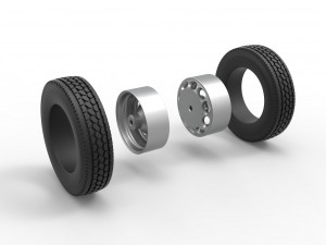 Rear custom wheel of semi truck Version 20 Scale 1 to 25 3D प्रिंट मॉडल