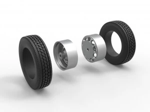 Rear custom wheel of semi truck Version 20 Scale 1 to 25 3D Print Model