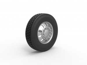 Front custom wheel of semi truck Version 21 Scale 1 to 25 3D-printmodel