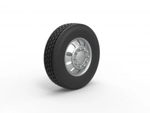 Front custom wheel of semi truck Version 21 Scale 1 to 25 3D Print Model