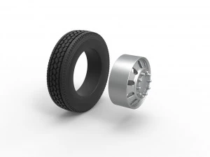 Front custom wheel of semi truck Version 21 Scale 1 to 25 3D Print Model