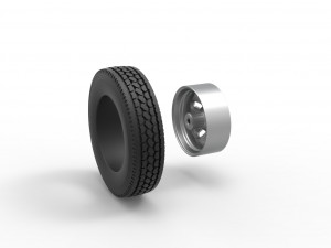 Front custom wheel of semi truck Version 21 Scale 1 to 25 3D-printmodel