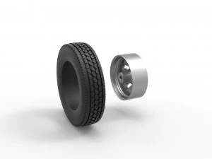 Front custom wheel of semi truck Version 21 Scale 1 to 25 3D Print Model