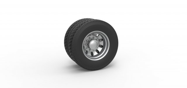 Rear custom wheel of semi truck Version 21 Scale 1 to 25 3D 프린트 모델 .c4d .max .obj .3ds .fbx .stl .blend