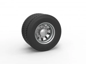 Ruota posteriore personalizzata del semirimorchio Versione 21 Scala da 1 a 25 Modello di stampa 3D