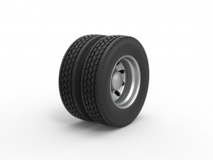 Rear custom wheel of semi truck Version 21 Scale 1 to 25 3D 프린트 모델