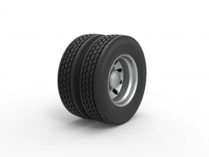 Rear custom wheel of semi truck Version 21 Scale 1 to 25 3D Print Model
