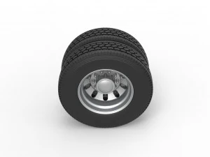 Rear custom wheel of semi truck Version 21 Scale 1 to 25 3D Print Model