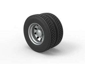 Rear custom wheel of semi truck Version 21 Scale 1 to 25 3D Print Model