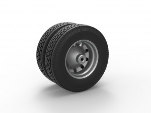 Rear custom wheel of semi truck Version 21 Scale 1 to 25 3D 프린트 모델
