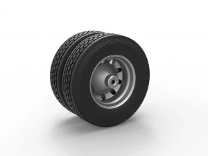 Rear custom wheel of semi truck Version 21 Scale 1 to 25 3D Print Model