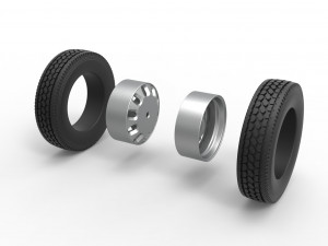 Rear custom wheel of semi truck Version 21 Scale 1 to 25 3D 프린트 모델