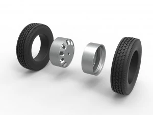 Rear custom wheel of semi truck Version 21 Scale 1 to 25 3D Print Model