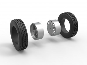 Rear custom wheel of semi truck Version 21 Scale 1 to 25 3D 프린트 모델