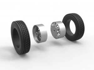 Rear custom wheel of semi truck Version 21 Scale 1 to 25 3D Print Model