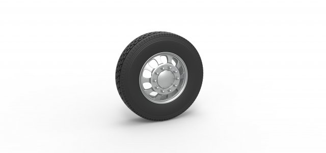 Front custom wheel of semi truck Version 22 Scale 1 to 25 3Dプリントモデル .c4d .max .obj .3ds .fbx .stl .blend 
