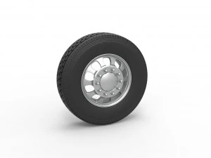 Front custom wheel of semi truck Version 22 Scale 1 to 25 3D Print Model