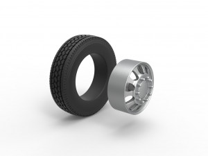 Front custom wheel of semi truck Version 22 Scale 1 to 25 3Dプリントモデル