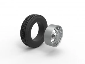 Ruota anteriore personalizzata del semirimorchio Versione 22 Scala da 1 a 25 Modello di stampa 3D
