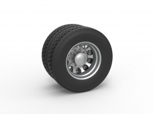 Rear custom wheel of semi truck Version 22 Scale 1 to 25 3D Print Model