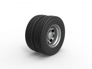 Rear custom wheel of semi truck Version 22 Scale 1 to 25 Model do druku 3D
