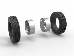 Rear custom wheel of semi truck Version 22 Scale 1 to 25 Model do druku 3D