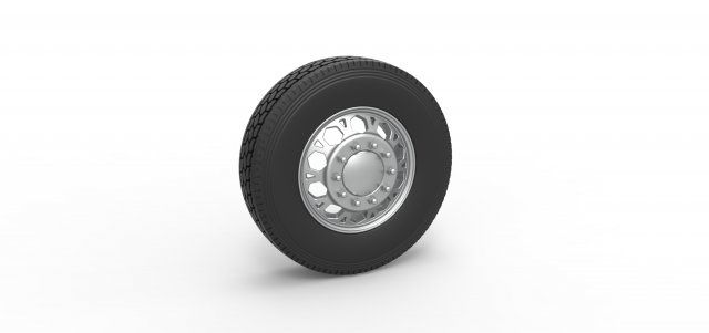 Front custom wheel of semi truck Version 23 Scale 1 to 25 3D Print Model .c4d .max .obj .3ds .fbx .stl .blend 
