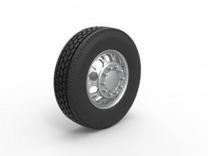 Front custom wheel of semi truck Version 23 Scale 1 to 25 3D Print Model