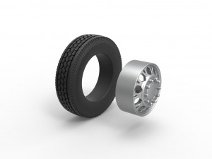 Front custom wheel of semi truck Version 23 Scale 1 to 25 3D Print Model
