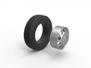 Front custom wheel of semi truck Version 23 Scale 1 to 25 3D Print Model