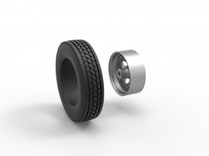 Front custom wheel of semi truck Version 23 Scale 1 to 25 3D Print Model